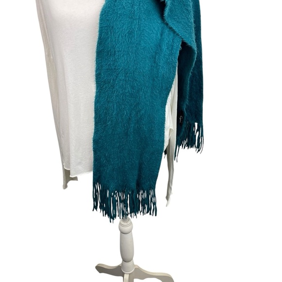 Cejon | Teal Green Faux Fur Fringe Scarf Wrap - Picture 3 of 4
